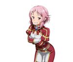  breasts cleavage cowboy_shot crossed_arms gloves hair_ornament hairclip leaning_forward lisbeth lisbeth_(sao-alo) looking_at_viewer medium_breasts official_art pants pink_hair pointy_ears red_eyes short_hair_with_long_locks sidelocks solo standing sword_art_online sword_art_online:_code_register transparent_background white_gloves white_pants 