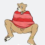  anklet anthro balls blush bottomless butt canine clothed clothing dog feet fur hi_res jewelry looking_at_viewer male mammal poncho priestrevan shiba_inu solo 