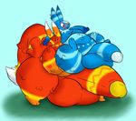  2014 3_toes 4_fingers animate_inanimate anthro anthro_on_anthro anthrofied back_tuft balls bedroom_eyes belly belly_tuft big_balls big_belly big_butt big_tail big_thighs biped blue_background blue_belly blue_fur blue_markings blue_penis blue_stripes blush bog_dom_small_sub brown_nose buckteeth butt butt_grab canine digital_drawing_(artwork) digital_media_(artwork) digitigrade dipstick_ears dipstick_tail embarrassed fluffy fluffy_tail fox from_behind_position front_view full-length_portrait fur gloves_(marking) grabbing_from_behind green_eyes half-closed_eyes hand_on_butt holding_character huge_balls huge_butt humanoid_penis hyper hyper_balls hyper_penis interspecies lagomorph leaning leaning_back long_tail looking_away looking_down male male/male mammal markings moobs morbidly_obese multicolored_fur multicolored_penis multicolored_tail neck_tuft nude obese orange_eyes orange_fur orange_markings orange_penis orange_stripes overweight paws penis penis_riding pi&ntilde;ata portrait predator/prey pretztail rabbit raised_eyebrow raised_tail rakashama red_nose seductive sex simple_background sitting sitting_on_balls sitting_on_penis size_difference small_pupils smaller_on_top snout socks_(marking) stand_and_carry_position standing striped_ears striped_penis striped_tail stripes surprise tail_tuft teeth thick_tail thigh_grab toes tuft video_games viva_pinata white_fur white_penis wide_eyed yellow_fur yellow_markings yellow_penis 