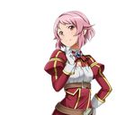  belt breasts cleavage gloves hair_ornament hairclip hand_on_hip lisbeth lisbeth_(sao-alo) looking_at_viewer medium_breasts neck_ribbon official_art pink_hair red_eyes ribbon short_hair solo standing striped striped_ribbon sword_art_online sword_art_online:_code_register transparent_background upper_body white_gloves 