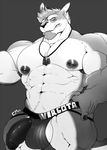  2017 5_fingers abs anthro armpit_hair balls beard biceps big_muscles big_penis biped clothed clothing cursedmarked digital_media_(artwork) dog_tags erection facial_hair front_view grey_background greyscale hair humanoid_hands humanoid_penis jockstrap kangaroo looking_at_viewer male mammal marsupial monochrome muscular muscular_male navel pecs penis penis_through_leghole poking_out portrait quads signature simple_background smile smirk solaxe solo standing thick_penis three-quarter_portrait topless uncut underwear 