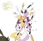  big_breasts breasts data_(wouhlven) dialogue digimon duo english_text eyewear female nude renamon simple_background sunglasses text white_background wouhlven 