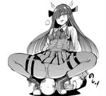  1girl :q admiral_(kantai_collection) blush boots breasts greyscale hair_over_one_eye hayashimo_(kantai_collection) kantai_collection lying monochrome on_back panties panties_under_pantyhose pantyhose pleated_skirt sitting sitting_on_face sitting_on_person skirt small_breasts smile spread_legs tongue tongue_out underwear uniform yoshika_fuumi 