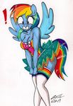  ! 2017 breasts caught cleavage clothed clothing dress equine eyelashes female friendship_is_magic hair legwear mammal multicolored_hair multicolored_tail my_little_pony newyorkx3 pegasus purple_eyes rainbow rainbow_dash_(mlp) rainbow_hair rainbow_tail simple_background socks surprise thigh_highs wings 
