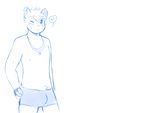  &lt;3 4_fingers anthro blush boxers_(clothing) bulge cat clothing feline hand_on_hip male mammal nipples one_eye_closed simple_background solo standing tohfu underwear 
