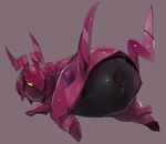  2016 all_fours anus arthropod black_body butt digital_media_(artwork) female feral grey_background half-closed_eyes hi_res liteu looking_at_viewer looking_back mouthless nintendo pok&eacute;mon presenting purple_body pussy red_body scolipede simple_background solo video_games yellow_eyes 