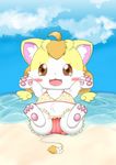 artist_request brown_eyes cat flat_chested furry open_mouth swimsuit 