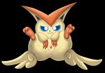  2_toes anus barefoot blue_eyes butt butt_wings cute_fangs draquarzi feathered_wings feathers female feral fluffy hi_res legendary_pok&eacute;mon looking_at_viewer lying nintendo pok&eacute;mon presenting presenting_hindquarters pussy simple_background solo spread_legs spreading toes victini video_games wings 