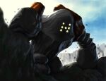  cloud commentary_request day glowing glowing_eyes gunlin highres no_humans outdoors pokemon pokemon_(creature) pokemon_focus regirock rock sky solo yellow_eyes 