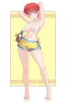 1boy 1girl animal armpits bandana barefoot blue_eyes blush braid braided_ponytail geraldjess1 midriff navel open_mouth p-chan_(ranma_1/2) pig piglet ranma-chan ranma_1/2 red_hair shorts single_braid topless_female towel towel_around_neck twitter_username yellow_bandana 