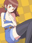  akari_hinomoto breasts brown_hair character_request digimon thighhighs 