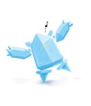  arms_up commentary_request full_body gunlin highres looking_at_viewer musical_note no_humans pokemon pokemon_(creature) pokemon_focus regice solo standing standing_on_one_leg white_background yellow_eyes 