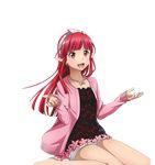  :d bare_shoulders brown_eyes cardigan collarbone hairband hime_cut jewelry long_hair looking_up necklace official_art open_cardigan open_clothes open_mouth pink_sweater pointy_ears rain_(sao) red_hair shiny shiny_skin short_shorts shorts sitting smile solo sweater sword_art_online sword_art_online:_code_register transparent_background very_long_hair white_hairband white_shorts 
