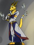  anthro crystal_knight_(artist) dragon gold_skin looking_at_viewer male scalie solo 