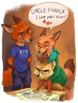  &lt;3 2016 anthro brown_eyes canine card clothing dialogue dipstick_tail disney eyes_closed female fennec finnick fox frown fur green_eyes group hands_in_pockets hi_res hug inner_ear_fluff kit-ray-live male mammal multicolored_tail nick_wilde orange_eyes orange_fur simple_background smile table tan_fur two_tone_tail zootopia 