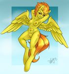 2014 anthro anthrofied breasts cutie_mark equine feathered_wings feathers female friendship_is_magic hair hands_behind_back hi_res looking_at_viewer mammal multicolored_hair my_little_pony navel nipples nude orange_hair pegasus pussy skuttz solo spitfire_(mlp) two_tone_hair wings wonderbolts_(mlp) yellow_feathers 