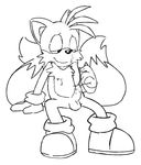  anthro balls canine clothing cum cum_on_self emerald-physics erection footwear fox gloves hi_res humanoid_penis male mammal messy miles_prower monochrome penis shoes sitting smile solo sonic_(series) young 