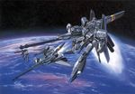  earth flying gundam gundam_sentinel holding holding_weapon image_sample katoki_hajime mecha space tumblr_sample weapon zeta_plus 