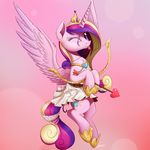  2017 bow_(weapon) clothing distracting_watermark dress female friendship_is_magic my_little_pony ncmares one_eye_closed princess_cadance_(mlp) ranged_weapon solo tongue tongue_out watermark weapon wink 