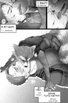  claws disney fangs guardians_of_the_galaxy hapky_(artist) human kissing male male/male mammal marvel monochrome peter_quill raccoon rocket_raccoon text translation_request 
