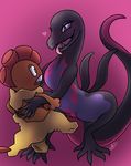  &lt;3 &lt;3_eyes anthro carrying duo female male male/female nintendo penis pok&eacute;mon pussy salazzle scrafty size_difference slimefur tongue tongue_out video_games 