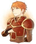  armor fingerless_gloves fire_emblem fire_emblem:_rekka_no_ken gloves kent_(fire_emblem) kiyuu male_focus orange_eyes orange_hair simple_background solo upper_body white_background 