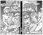  anthro bed beth_(style_wager) breasts buckteeth daughter dialogue english_text erect_nipples eyes_closed female from_behind_position human human_on_anthro interspecies male mammal marrielle monochrome mother mother_and_daughter mouse nipples open_mouth parent penetration rodent sex squirrel style_wager teeth text tuft vaginal vaginal_penetration 