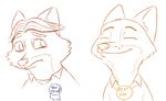  2017 anthro award canine clothed clothing disney duo english_text fox gideon_grey male mammal nick_wilde restricted_palette ribbons simple_background smile text tggeko white_background zootopia 
