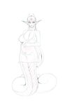  big_breasts breasts chemise clothed clothing ear_piercing female front_view hair hi_res horn jewelry lamia lingerie long_ears long_hair looking_away monochrome necklace nipples piercing pointy_ears pregnant reptile scalie sketch slit_pupils snake solo translucent transparent_clothing urw 