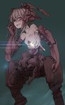  1girl android female kikai_(akita_morgue) no_nipples original parts_exposed profile red_eyes slit_pupils solo 