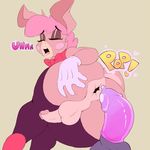  absurd_res anthro anus backsack balls big_butt boon_(vimhomeless) bow_tie butt clothed clothing condom crossdressing equine erection eyes_closed girly gloves hair hand_on_butt hi_res holding_butt horn humanoid_penis male mammal open_mouth partially_clothed penis pink_hair rear_view spread_anus spreading unicorn vimhomeless 