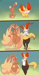  anthro anthrofied braixen breast_envy breasts buneary canine delphox duo female fennekin feral fox hi_res hip_envy immortalstar inner_ear_fluff inverted_nipples lopunny mammal nintendo nipples one_eye_closed orange_eyes pok&eacute;mon pok&eacute;morph pussy red_eyes simple_background smile tongue tongue_out video_games wide_hips 