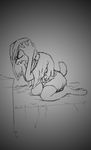  2017 anthro clothed clothing crying disney eyes_closed female greyscale head_in_hands hi_res judy_hopps kneeling lagomorph mammal monochrome open_mouth rabbit sad solo tears thewyvernsweaver zootopia 