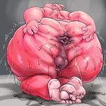  anus backsack balls big_butt butt dragon_ball dragon_ball_z huge_butt hyper hyper_butt looking_at_viewer looking_back majin_buu male not_furry obese overweight overweight_male penis tongue tongue_out xen 