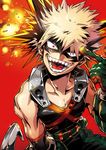  bakugou_katsuki bare_shoulders boku_no_hero_academia commentary_request highres looking_at_viewer male_focus open_mouth puppeteer7777 solo spiked_hair 
