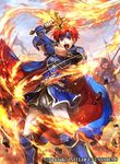  armor belt blue_eyes cape commentary_request company_name copyright_name day faceless faceless_male fingerless_gloves fire fire_emblem fire_emblem:_fuuin_no_tsurugi fire_emblem_cipher gloves headband holding holding_sword holding_weapon male_focus official_art open_mouth outdoors pants red_hair roy_(fire_emblem) short_sleeves shoulder_armor sky standing sword wada_sachiko weapon 