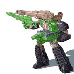  80s autobot blue_eyes cannon caterpillar_tracks fighting_stance gun hardhead highres holding holding_gun holding_weapon machinery mecha no_humans oldschool qhon robot shoulder_cannon simple_background smile solo transformers transformers:_the_headmasters weapon white_background 