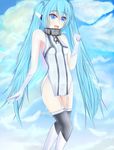  bare_shoulders blue_hair gloves haaaaayu highres long_hair non-web_source nymph_(sora_no_otoshimono) self_upload solo sora_no_otoshimono twintails very_long_hair 