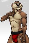  bulge clothed clothing jockstrap male mammal mustelid otter solo tbolt topless tsaiwolf underwear 