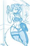  2017 anthro bra breasts canine carmelita_fox chest_tuft cleavage clothed clothing dress female fox gun heresy_(artist) legwear lingerie mammal monochrome panties ranged_weapon sketch sly_cooper_(series) solo stockings tuft underwear video_games weapon 