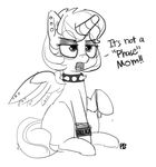  2016 collar equine eyeshadow feathered_wings feathers female flurry_heart_(mlp) friendship_is_magic hair horn makeup mammal monochrome my_little_pony pabbley piercing spiked_collar spikes teenager winged_unicorn wings young 