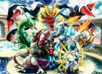  ambiguous_gender arceus blue_eyes brown_hair claws clothed clothing cloud darkrai day dragon feral fur giratina giratina_(origin_form) green_sclera group hair hat hi_res human humanoid kyurem legendary_pok&eacute;mon looking_at_viewer male mammal mewtwo nintendo open_mouth outside pok&eacute;ball pok&eacute;mon pok&eacute;mon_trainer pose rayquaza red_(pok&eacute;mon) red_eyes sa-dui scalie sky team_pose teeth tongue video_games water white_hair white_kyurem wings yellow_eyes 