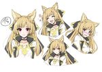  :d ^_^ animal_ears bangs black_bow blonde_hair blunt_bangs blush bow braid choker closed_eyes collarbone erune expressions eyebrows_visible_through_hair flower flustered fox_ears gold_trim granblue_fantasy hair_bow happy high_collar long_hair looking_at_viewer multiple_views open_mouth purple_eyes shaded_face short_sleeves signature simple_background sketch smile unhappy urabi_(tomatohouse) white_background yuisis_(granblue_fantasy) 