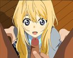  1boy 1girl blonde_hair cum facial long_hair miyazono_kaori miyazono_kawori school_uniform shigatsu_wa_kimi_no_uso 