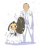  1boy 1girl artist_request faceless_male furry mawile pokemon red_eyes wedding 