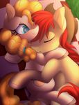  2017 bright_mac_(mlp) cutie_mark duo earth_pony equine female feral friendship_is_magic hair horse hug mammal my_little_pony pear_butter_(mlp) pony scarlet-spectrum 