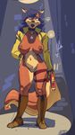  anthro areola breasts canine carmelita_fox collar female fox gun handgun kenno_arkkan mammal nipples open_jacket pistol pussy ranged_weapon sly_cooper_(series) solo standing video_games weapon wide_hips 