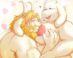  1boy 1girl artist_request asgore)dreemurr blonde_hair facial_hair furry goat nipple_sucking toriel undertale 