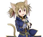 :d animal_ears breastplate brown_hair cat_ears cat_tail flower hair_ornament hair_ribbon holding holding_flower long_hair looking_at_viewer official_art open_mouth red_eyes red_ribbon ribbon short_twintails silica silica_(sao-alo) sitting smile solo sword_art_online sword_art_online:_code_register tail transparent_background twintails white_flower 