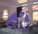  2014 absurd_res alternate_species anthro anthrofied armor bat_pony bat_wings bed blue_hair breasts clothing cutie_mark duo equine eyes_closed fan_character fangs feathered_wings feathers female friendship_is_magic green_eyes hair hi_res horn hybrid inside lamp legwear lying male male/female male_penetrating mammal mariah_wolves membranous_wings multicolored_hair my_little_pony nipples on_back on_bed penetration penis pussy royal_guard_(mlp) sex sharp_teeth siberwar skirt stockings teeth thestral two_tone_hair vaginal vaginal_penetration white_hair winged_unicorn wings 